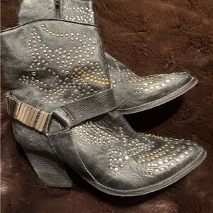 Jeffrey Campbell Studded Black Leather Heeled Boots